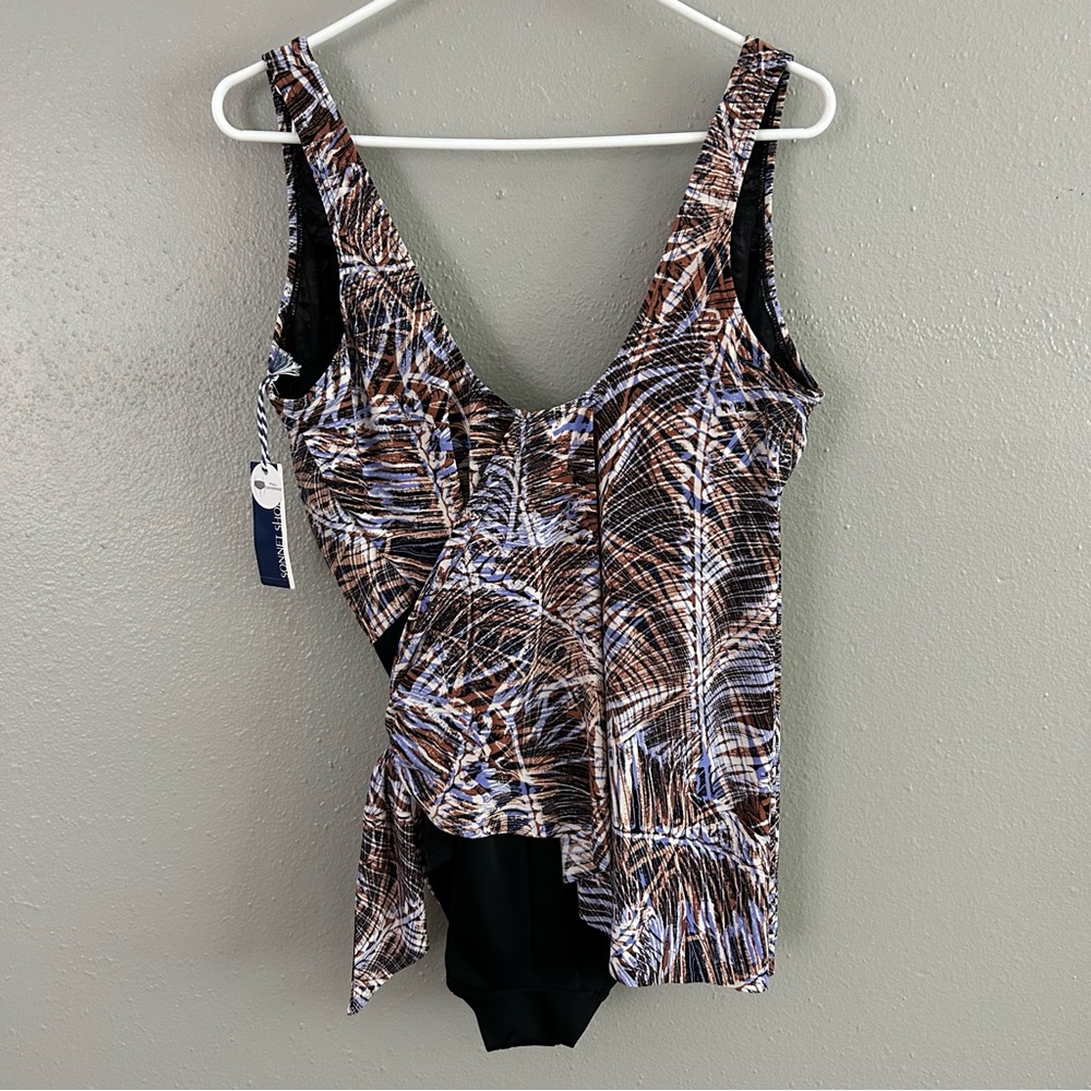Sonnet Shores Wrap Side Tie One Piece Swimsuit 16 Tummy Panel Full Coverage NWT - Picture 8 of 11